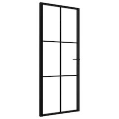 Interior Door ESG Glass and Aluminum 32.7"x79.3" Black