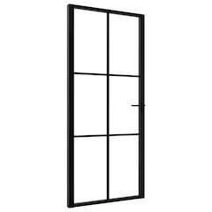 Interior Door ESG Glass and Aluminum 36.6"x79.3" Black