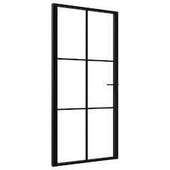 Interior Door ESG Glass and Aluminum 40.4"x79.3" Black