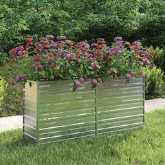 Garden Raised Bed Silver Galvanized Steel 63.0 x 15.7 x 30.3 in