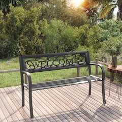 Garden Bench Black Powder-coated steel and plastic Standard