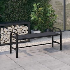 Garden Bench Black Steel, WPC Standard Durable Garden Bench