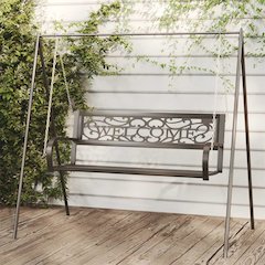 Garden Swing Bench Black Steel, Plastic Medium Hanging mount
