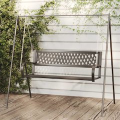 Garden Swing Bench Black Steel and Plastic Medium Durable