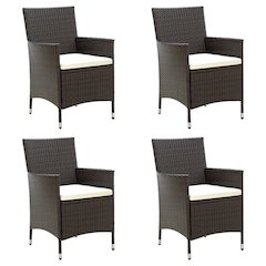 Garden Chair Set of 4 Brown Poly rattan Standard Garden Chair