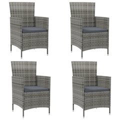 Garden Chair Set of 4 Grey Poly rattan Medium Durable