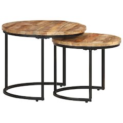 Nesting Table Set of 2 Natural Wood