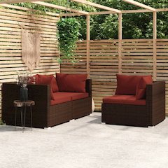 Garden Lounge Set Brown, Cinnamon Red