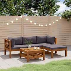Wooden Lounge Set Dark Grey