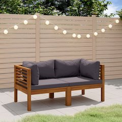 Garden Lounge Set Dark grey, Natural wood