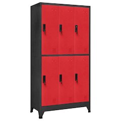Locker Cabinet Anthracite and Red Steel Standard Locker Cabinet