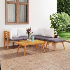 Garden Lounge Set Dark grey and white