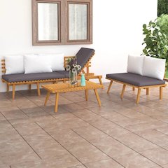 Garden Lounge Set Dark grey, White