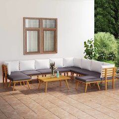 Garden Lounge Set Dark Grey Solid Acacia Wood Large Modular