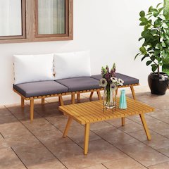 Garden Lounge Set Dark grey Solid acacia wood Medium Modular