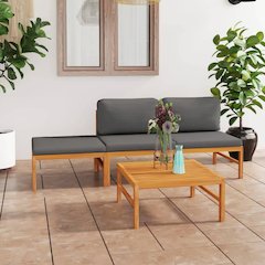 Garden Lounge Set Teak Wood Color, Grey Teak wood, Polyester Medium