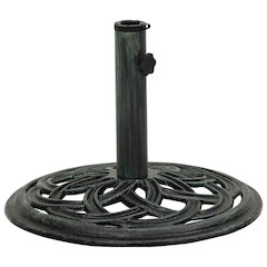 Umbrella Base Green Cast Iron 17.3 in Diameter Floral Inlays
