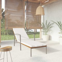 Sun Lounger Brown and Cream white
