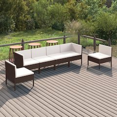 Garden Lounge Set Brown PE rattan Standard Modular