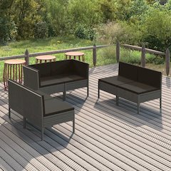 Garden Lounge Set Grey PE rattan Large Modular