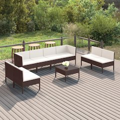 Garden Lounge Set Brown and Cream White
