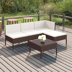 Garden Lounge Set Brown, Cream White