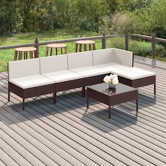 Garden Lounge Set Brown, Cream White