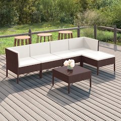 Garden Lounge Set Brown, Cream White