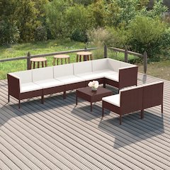 Garden Lounge Set Brown and Cream White