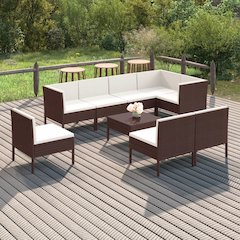 Garden Lounge Set Brown, Cream White