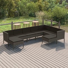 Garden Lounge Set Grey PE rattan Large Modular