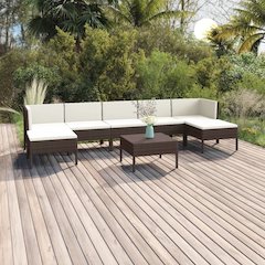 Garden Lounge Set Brown, Cream White