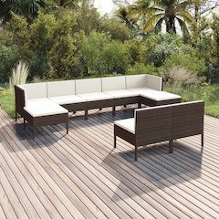 Garden Lounge Set Brown PE rattan Multiple pieces