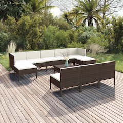Garden Lounge Set Brown, Cream White