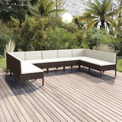 Garden Lounge Set Brown, Cream White