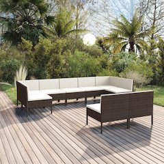 Garden Lounge Set Brown PE Rattan Large Modular