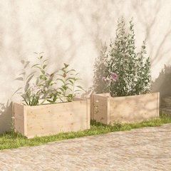 Garden Planter Set of 2 Brown Solid pinewood Medium Durable