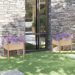 Garden Planter Set of 2 Natural wood Solid pinewood Medium