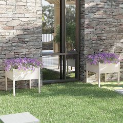 Garden Planter Set of 2 White Solid pinewood 27.6x27.6x27.6 in