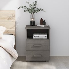 Bedside Cabinet Light Grey Solid Pinewood Medium Bedside Cabinet