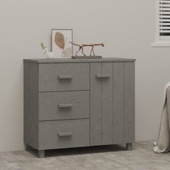 vidaXL Sideboard Light Gray 35.4"x15.7"x31.5" Solid Pinewood