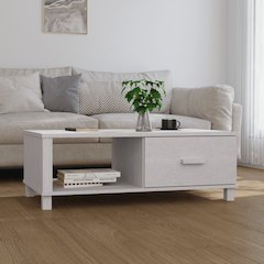 Coffee Table White Solid Pine Wood, MDF Medium Coffee Table