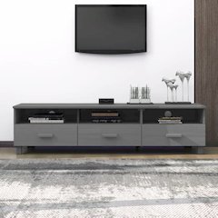TV Cabinet Dark Grey Solid Pinewood, MDF Standard TV Cabinet