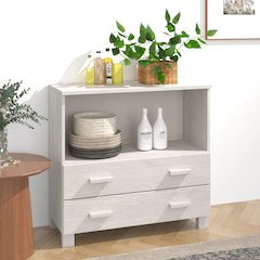 Sideboard White Solid pinewood Compact White Sideboard