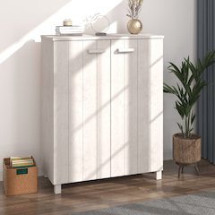 Shoe Cabinet White Solid Pine Wood, MDF Medium Shoe Cabinet