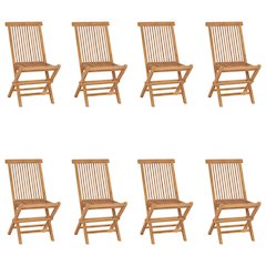 Garden Chair Set of 8 Teak Solid Teak Wood Standard Foldable