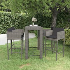 Garden Bar Set Gray, Dark Gray PE rattan, steel Medium Footrest