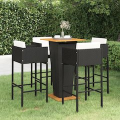 Garden Bar Set Black and Cream White