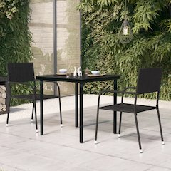 Garden Dining Table Black Powder-coated steel, glass Medium Tough