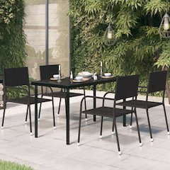 Garden Dining Table Black Powder-coated steel, glass